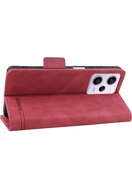 Xiaomi Redmi Için Note 12 Pro 5g/note 12 Pro Speed ​​5g/poco X5 Pro 5g Pu Deri Anti-Drop Kasa Donanım Dekoru Çift Manyetik Toka Cüzdan Stand Telefon Kapak Çizgisi (Yurt Dışından) fırsatları