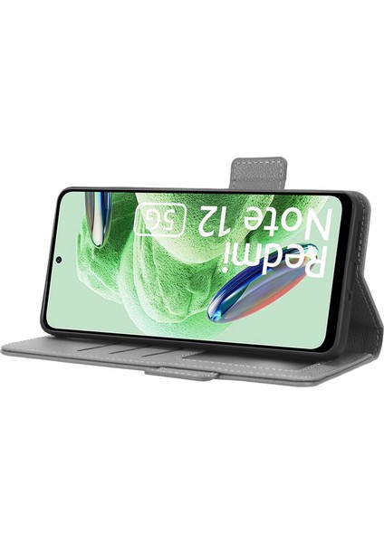 Xiaomi Redmi Için Note 12 5g (Global)/(Hindistan)/(Çin)/poco X5 5g Litchi Doku Pu Deri Flip Telefon Kılıfı Şok Geçirmez Manyetik Görünüm Stand Cüzdan Kapağı Strap-Grey (Yurt Dışından) fırsatları