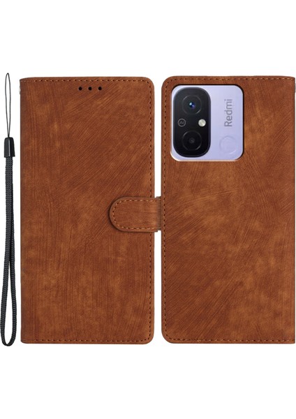 Cüzdan Pu Deri Telefon Kapağı Xiaomi Redmi 12C 4g, Cilt Touch Stand Telefon Kahverengi (Yurt Dışından)
