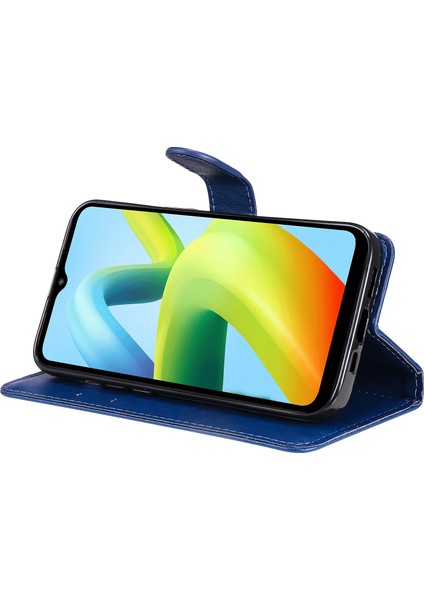 Xiaomi Için Cüzdan Telefon Kılıfı Redmi A1+ 4g/a2+ 4g/poco C50 4g Pu Deri Flip Kapağı Strap-Mavi ile Düz Renk Şok Geçirmez Kapak (Yurt Dışından) indirimleri