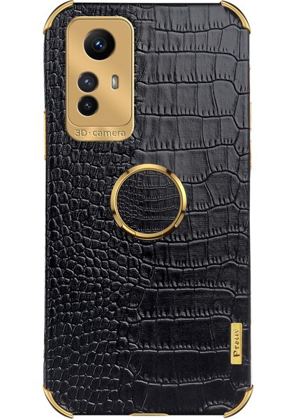 Xiaomi Redmi Için Note 12S 4g Timsah Doku Kickstand Telefon Kasası 6d Elektrok Burunlu Pu Deri+Tpu Kapak-Beyaz (Yurt Dışından)