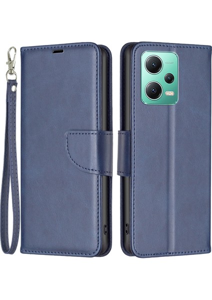 Xiaomi Için Poco X5 5g/redmi Note 12 5g (Global)/(Hindistan)/(Çin) Telefon Kılıfı Pu Deri Cüzdan Stand Koruyucu Kapak Kayış Mavisi (Yurt Dışından)