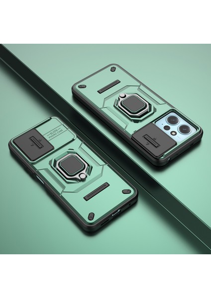 Pc+Tpu Xiaomi Için Redmi Note 12 4g, Telefon Kılıfı Lens Koruma Kickstand Kapak Yeşili (Yurt Dışından) modelleri