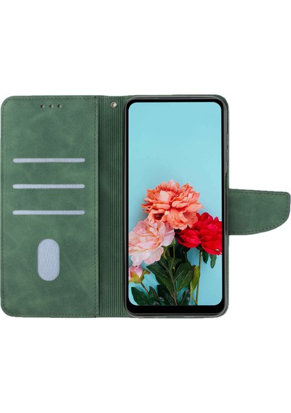 Xiaomi Redmi Için Note 12 5g (Global)/(Hindistan)/(Çin)/poco X5 5g Düz Renkli Deri Telefon Kasası Cüzdan Standı Anti-Damla Kapak Yeşili (Yurt Dışından)