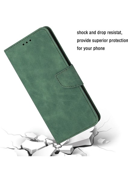Xiaomi Redmi Için Note 12 5g (Global)/(Hindistan)/(Çin)/poco X5 5g Düz Renkli Deri Telefon Kasası Cüzdan Standı Anti-Damla Kapak Yeşili (Yurt Dışından)