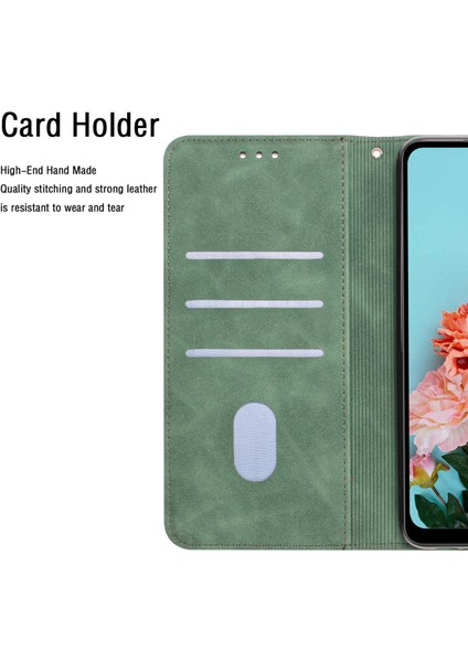 Xiaomi Redmi Için Note 12 5g (Global)/(Hindistan)/(Çin)/poco X5 5g Düz Renkli Deri Telefon Kasası Cüzdan Standı Anti-Damla Kapak Yeşili (Yurt Dışından)