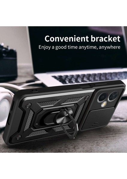 Xiaomi Redmi Için Telefon Kılıfı Not 12 5g (Çin), Pc+Tpu Koruyucu Arka Kapak Slayt Kamera Koruyucu ve Yüzük Kickstand-Mavi (Yurt Dışından)