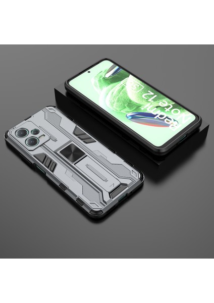 Xiaomi Redmi Için Anti-Fall Telefon Kapağı Note 12 5g (Hindistan)/poco X5 5g, Sert Pc Yumuşak Tpu Koruyucu Telefon Kasası Kickstand-Grey (Yurt Dışından) indirimleri