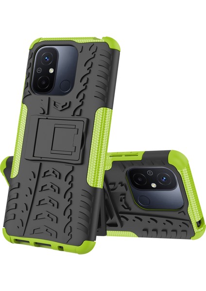 Xiaomi Redmi Için 12C 4g/poco C55 4g Lastik Deseni Kickstand Telefon Kılıfı Pc+Tpu Şok Geçirmez (Yurt Dışından) fiyatları