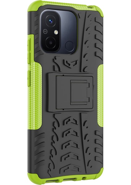 Xiaomi Redmi Için 12C 4g/poco C55 4g Lastik Deseni Kickstand Telefon Kılıfı Pc+Tpu Şok Geçirmez (Yurt Dışından) fırsatları