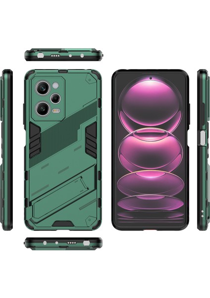 Xiaomi Redmi Için Note 12 Pro 5g Sabit Pc+Yumuşak Tpu Kickstand Case Anti-Cratch Cep Telefonu Kapak Yeşilleri (Yurt Dışından)