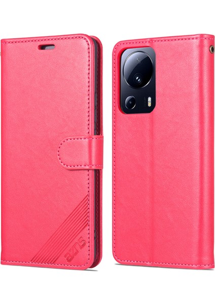 Xiaomi 13 Lite/civi 2 5g Stand Telefon Kapağı Pu Deri+Tpu Cüzdan Telefon Kılıf Kırmızısı (Yurt Dışından)