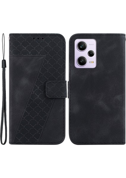 Xiaomi Poco X5 Pro 5g/redmi Için Note 12 Pro Speed ​​5g/note 12 Pro 5g Deri Telefon Kılıfı 7 Şekilli Basılı Cüzdan Stand Kapağı Black (Yurt Dışından)