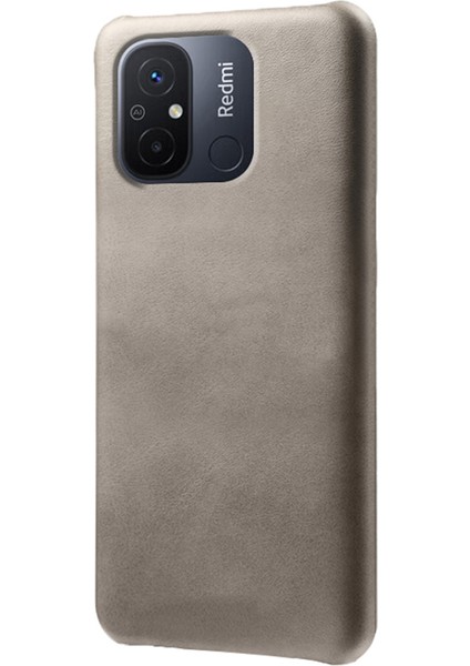 Xiaomi Redmi Için 12C 4g Buzağı Dokusu Telefon Kılıfı Deri Kaplamalı Pc Şok Geçirmez Kapak Grey (Yurt Dışından)