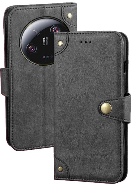 Xiaomi 13 Ultra Pu Deri Akıllı Telefon Kasası Cüzdan Stand Telefon Kapağı Black (Yurt Dışından)