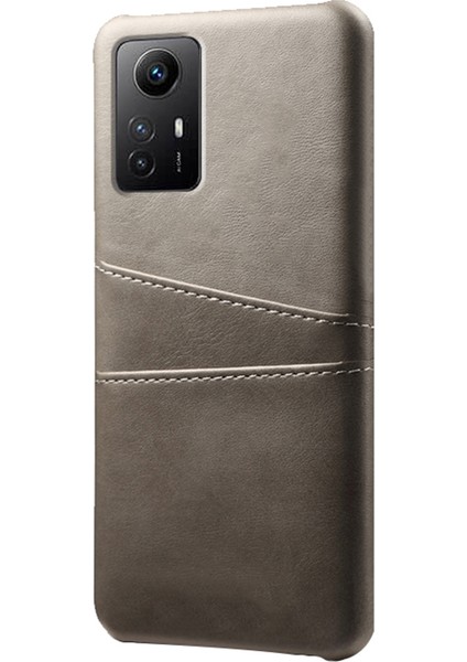 Xiaomi Için Redmi Note 12S 4g Koruyucu Telefon Kılıfı Çift Kart Yuvaları Pu Deri Kaplamalı Sert Pc Kapak-Grey (Yurt Dışından)