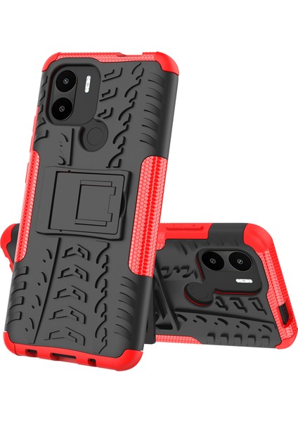 Xiaomi Için Redmi A1+ 4g/a2+ 4g/poco C50 4g Kickstand Telefon Kapağı Pc+ Tpu Lastik Deseni Kasa-Kırmızı (Yurt Dışından)