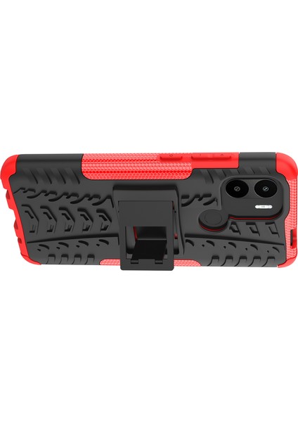 Xiaomi Için Redmi A1+ 4g/a2+ 4g/poco C50 4g Kickstand Telefon Kapağı Pc+ Tpu Lastik Deseni Kasa-Kırmızı (Yurt Dışından)