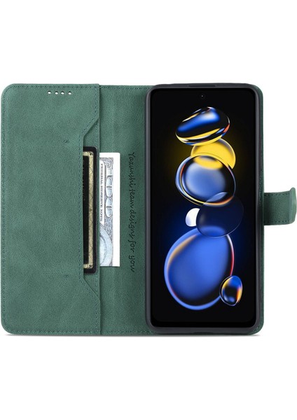 Xiaomi Redmi Için Telefon Kılıfı Not 11T Pro 5g/not 11T Pro+ 5g/poco X4 Gt 5g/redmi K50I 5g, Damla Geçirmez Pu Deri Flip Cüzdan Kapağı Stand Yeşili (Yurt Dışından)