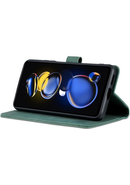 Xiaomi Redmi Için Telefon Kılıfı Not 11T Pro 5g/not 11T Pro+ 5g/poco X4 Gt 5g/redmi K50I 5g, Damla Geçirmez Pu Deri Flip Cüzdan Kapağı Stand Yeşili (Yurt Dışından)