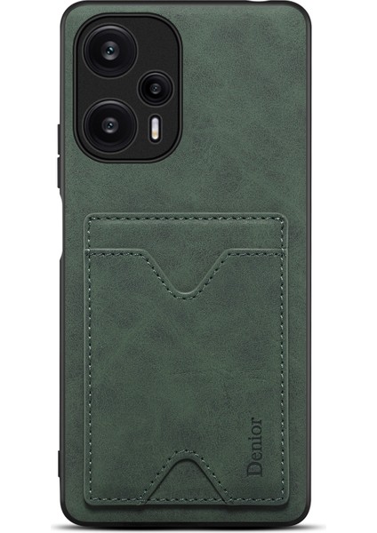 Xiaomi Redmi Için Telefon Kılıfı Not 12 Turbo/poco F5 5g Kickstand Card Tutucu Deri Kaplamalı Tpu Kapak Yeşili (Yurt Dışından)