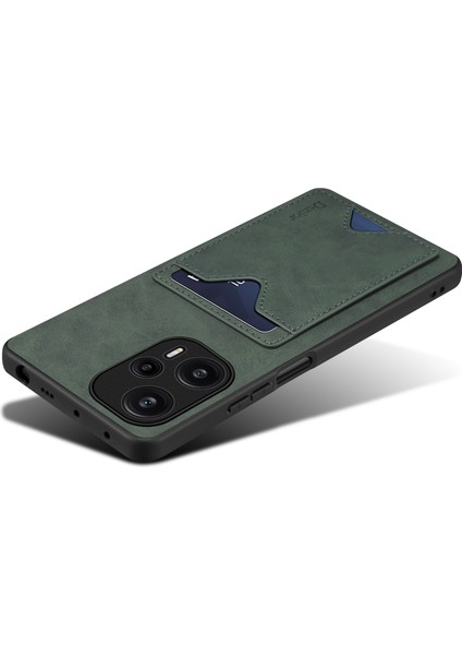 Xiaomi Redmi Için Telefon Kılıfı Not 12 Turbo/poco F5 5g Kickstand Card Tutucu Deri Kaplamalı Tpu Kapak Yeşili (Yurt Dışından)