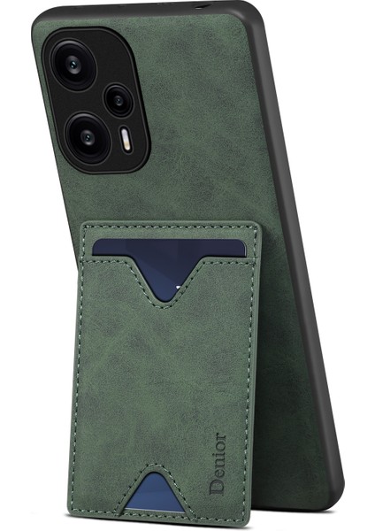 Xiaomi Redmi Için Telefon Kılıfı Not 12 Turbo/poco F5 5g Kickstand Card Tutucu Deri Kaplamalı Tpu Kapak Yeşili (Yurt Dışından)