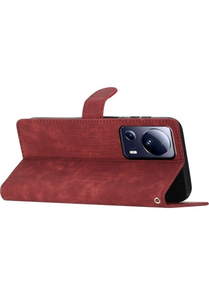 Xiaomi Için 13 Lite/civi 2 5g Düz Renkli Deri Cüzdan Kapağı Cilt Dokunma Stand Cep Telefonu Kılıf Kırmızısı (Yurt Dışından) indirimleri