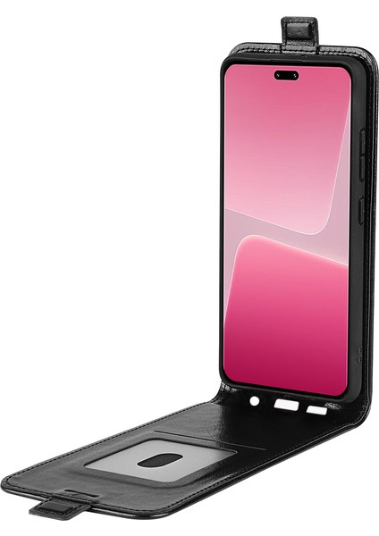 Xiaomi Için 13 Lite/civi 2 5g Kart Tutucu Dikey Flip Telefon Kılıfı Çılgın At Dokusu Pu Deri Kapak Black (Yurt Dışından) modelleri
