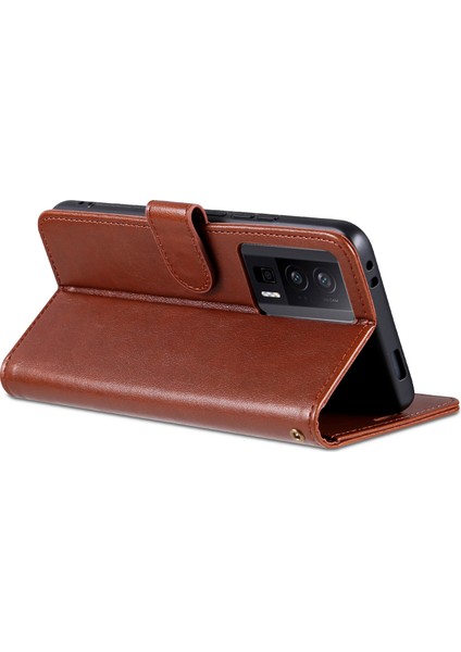 Xiaomi Poco F5 Pro 5g/redmi K60 Pro 5G/K60 5g Stand Cüzdan Koruyucu Telefon Kapak-Kahverengi Için Telefon Deri Kılıfı (Yurt Dışından) fırsatları
