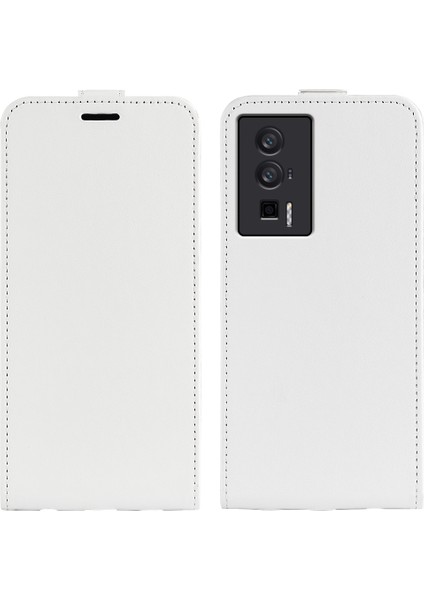 Xiaomi Poco F5 Pro 5g/redmi K60 Pro 5G/K60 5g Pu Deri Çılgın At Dokusu Dikey Flip Telefon Kapak Kartı Tutucu-Beyaz (Yurt Dışından)