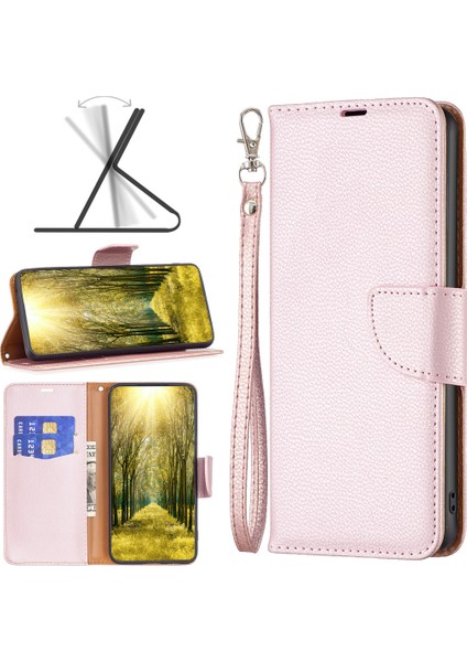 Xiaomi Poco F5 5g/redmi Için Telefon Kapağı Not 12 Turbo, Cüzdan Pu Deri Litchi Doku Flip Stand Telefon Kılıfı Strap-Rose Altın (Yurt Dışından) indirimleri