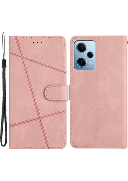 Xiaomi Için Poco X5 Pro 5g/redmi Note 12 Pro Speed ​​5g/not 12 Pro 5g Çılgın At Doku Deri Deri Cüzdan Kapağı Baskılı Çizgiler Katlama Stand Vaka Gül Altın (Yurt Dışından)