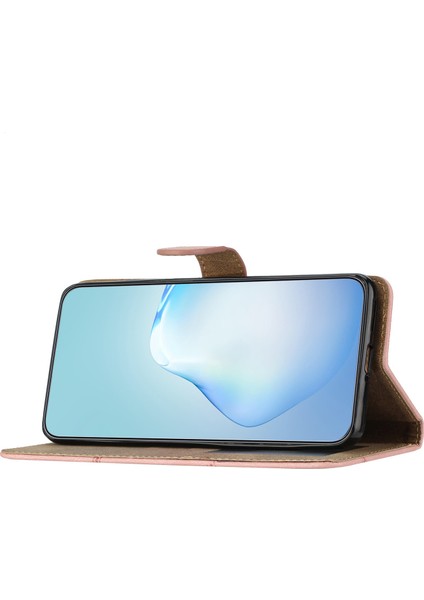 Xiaomi Için Poco X5 Pro 5g/redmi Note 12 Pro Speed ​​5g/not 12 Pro 5g Çılgın At Doku Deri Deri Cüzdan Kapağı Baskılı Çizgiler Katlama Stand Vaka Gül Altın (Yurt Dışından)
