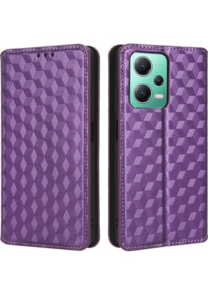 Xiaomi Redmi Için Note 12 5g (Global)/(Hindistan)/(Çin)/poco X5 5g Anti-Drop Telefon Kılıf Cüzdan Cüzdan Desen Basılı Manyetik Pu Deri Stand Koruyucu Telefon Kapak-Purple (Yurt Dışından)