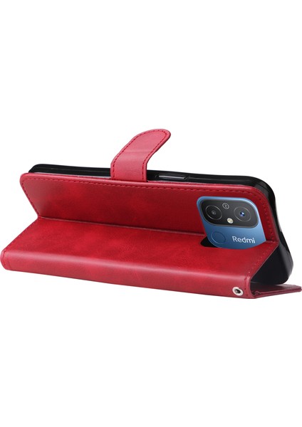 Xiaomi Redmi Için 12C 4G/11A 4g Deri Telefon Kılıfı Stand Cüzdan-Kırmızı ile Fermuar Cep Telefonu Kapağı (Yurt Dışından) indirimleri