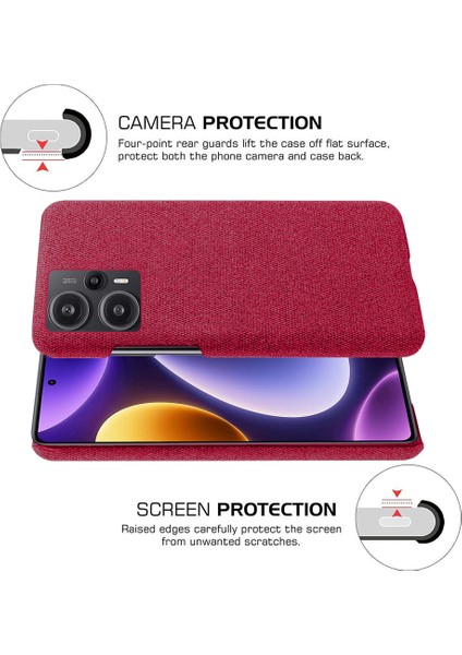 Xiaomi Redmi Için Note 12 Turbo/poco F5 5g Kumaş+Sert Pc Telefon Kılıf Anti-Scracth Telefon Kapak-Kırmızı (Yurt Dışından) indirimleri