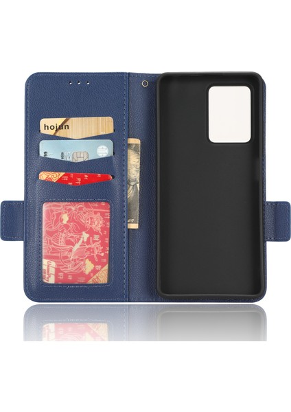 Xiaomi Redmi Için Note 12 Pro 5g /not 12 Pro Hız 5g /poco X5 Pro 5g Litchi Doku Pu Deri Deri Flip Telefon Kılıf Standı Manyetik Kapatma Şok Geçirmez Cüzdan Kapağı Strap-Dark Mavi (Yurt Dışından)