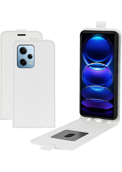 Xiaomi Redmi Için Note 12 Pro 5g/note 12 Pro Speed ​​5g/poco X5 Pro 5g Dikey Flip Pu Deri Deri Çılgın At Doku Kartı Tutucu Kasa-Beyaz (Yurt Dışından)