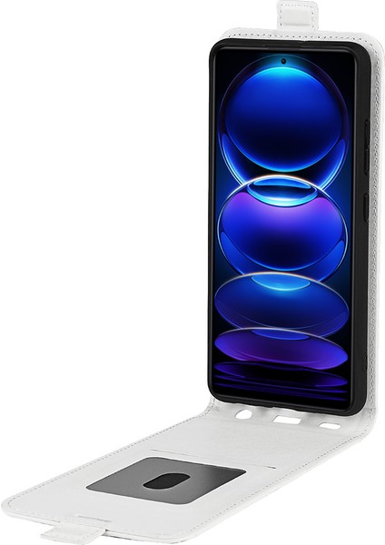 Xiaomi Redmi Için Note 12 Pro 5g/note 12 Pro Speed ​​5g/poco X5 Pro 5g Dikey Flip Pu Deri Deri Çılgın At Doku Kartı Tutucu Kasa-Beyaz (Yurt Dışından) modelleri