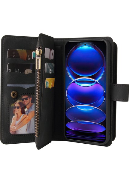 Xiaomi Redmi Için Note 12 Pro 5g Çoklu Kart Yuvası Deri Fermuar Cep Kapağı Black (Yurt Dışından) fırsatları