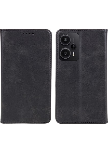 Xiaomi Için Redmi Note 12 Turbo/poco F5 5g Pu Deri Kaplamalı Tpu Stand Anti-Drop Telefon Kılıf Buzağı Doku Cüzdanı Kapak Black (Yurt Dışından)