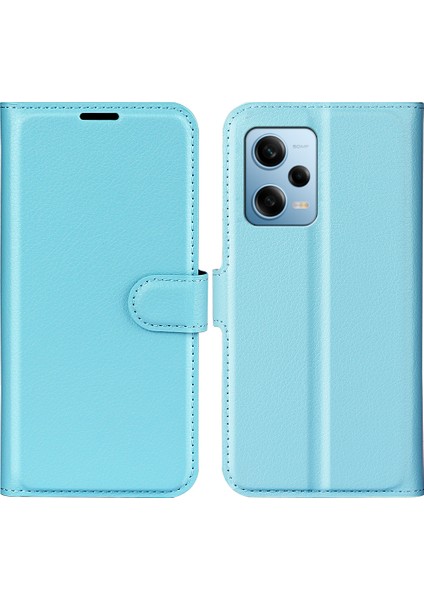 Xiaomi Redmi Için Note 12 Pro 5g/note 12 Pro Speed ​​5g/poco X5 Pro 5g Litchi Doku Pu Deri Deri Cüzdan Telefon Stand Kapak-Blue (Yurt Dışından)