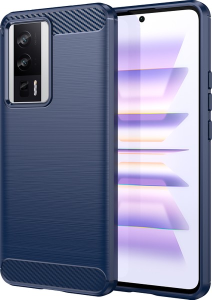 Xiaomi Poco F5 Pro 5g/redmi K60 Pro 5G/K60 5g Karbon Fiber Doku Yumuşak Tpu Fırçalanmış Yüzey Koruyucu Kapak Mavisi (Yurt Dışından)