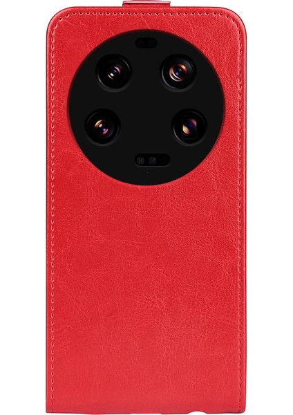 Kart Tutucu Deri Telefon Kılıfı Xiaomi 13 Ultra Çılgın At Doku Dikey Flip Telefon Kapak-Kırmızı (Yurt Dışından) indirimleri