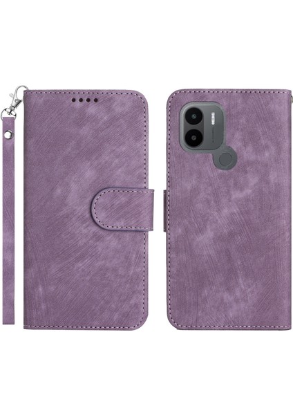 Xiaomi Için Redmi A1+ 4g/a2+ 4g/poco C50 4g Cüzdan Telefon Kılıfı Stripe Desen Anti-Drop Folio Kapak Manyetik Toka Pu Deri Stand Kabuğu Strap-Purple ile (Yurt Dışından)