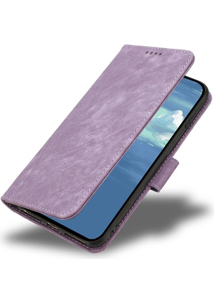 Xiaomi Için Redmi A1+ 4g/a2+ 4g/poco C50 4g Cüzdan Telefon Kılıfı Stripe Desen Anti-Drop Folio Kapak Manyetik Toka Pu Deri Stand Kabuğu Strap-Purple ile (Yurt Dışından)