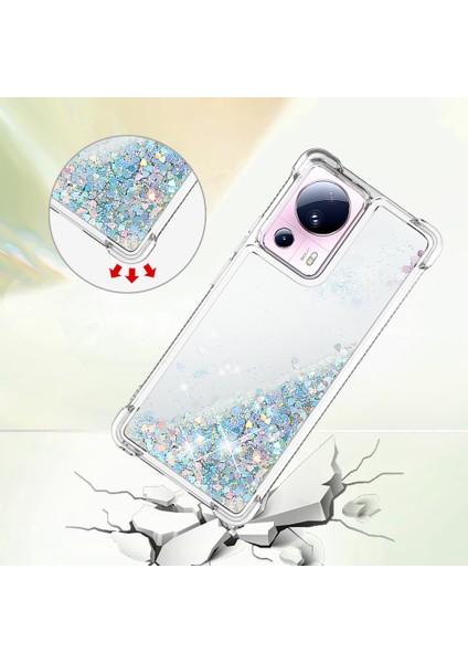 Xiaomi 13 Lite/civi 2 5g Yumuşak Tpu Kasa Sıvı Bling Parıltı Akan Telefon Kapağı-Silver/kalpler (Yurt Dışından) fırsatları
