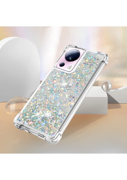 Xiaomi 13 Lite/civi 2 5g Yumuşak Tpu Kasa Sıvı Bling Parıltı Akan Telefon Kapağı-Silver/kalpler (Yurt Dışından) indirimleri