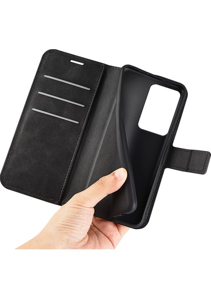 Xiaomi Için 13 Lite/civi 2 5g Kare Toka Deri Telefon Kasası Buzağı Doku Cüzdanı Stand Anti-Drop Cover-Black (Yurt Dışından) indirimleri